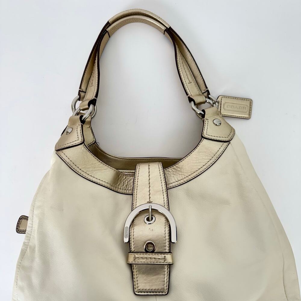 Coach Soho Lynn Leather Large Hobo Shoulder Bag Red Chalk White F17092 - Picture 5 of 16